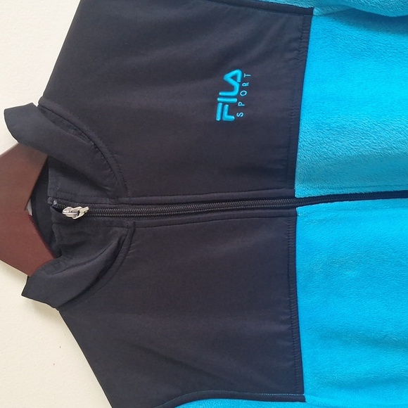 Fila Women's Blue and Black Fleece Jacket Size M - Picture 2 of 9